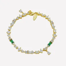 Lilou Crystal Charm Bracelet - Rhodium Plated