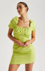 Linen Blend Lace Up Back Mini Dress M Linen Blend Lace Up Back Mini Dress M