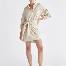 Linen blend shirt dress Linen blend shirt dress