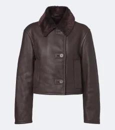 Liri shearling-trimmed leather jacket Liri shearling-trimmed leather jacket