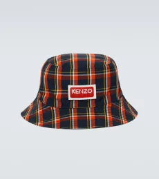 Logo checked cotton bucket hat Logo checked cotton bucket hat