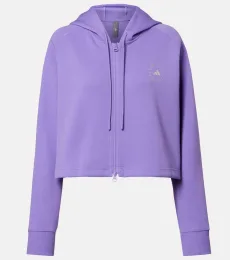 Logo cropped cotton-blend hoodie Logo cropped cotton-blend hoodie
