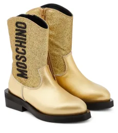 Logo glitter leather cowboy boots Logo glitter leather cowboy boots
