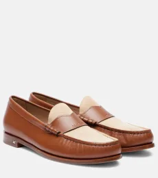 Logo leather and suede mocassins Logo leather and suede mocassins
