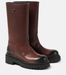 Logo leather boots