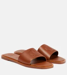 Logo leather slides Logo leather slides