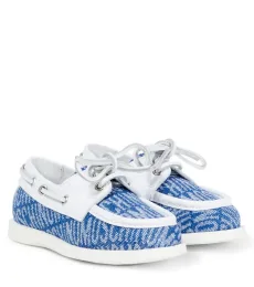 Logo leather-trimmed boat shoes Logo leather-trimmed boat shoes
