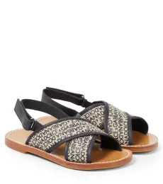 Logo leather-trimmed canvas sandals Logo leather-trimmed canvas sandals