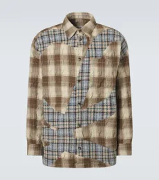 Logo plaid wool and cotton flannel shirt Logo plaid wool and cotton flannel shirt