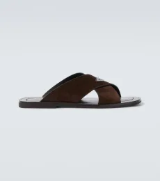 Logo suede and leather sandals Logo suede and leather sandals