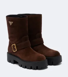 Logo suede biker boots Logo suede biker boots