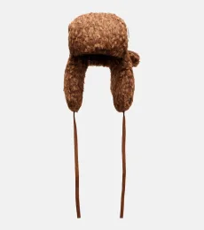 Logo suede-trimmed aviator hat Logo suede-trimmed aviator hat