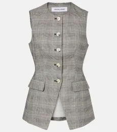 Lois checked linen-blend vest