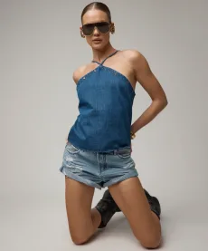 Long Bandits Low Waist Denim Shorts - Salty Dog Blue, Long Bandits Low Waist Denim Shorts - Salty Dog Blue,