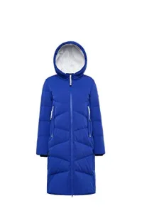 Long Quilted Down Winter Jacket Blue