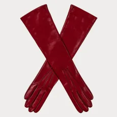 Long Red Silk Lined Leather Gloves Long Red Silk Lined Leather Gloves
