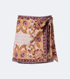 Lorelei printed cotton and silk wrap skirt Lorelei printed cotton and silk wrap skirt