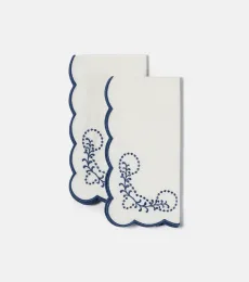 Lot de 2 serviettes de table en lin brodées Lot de 2 serviettes de table en lin brodées