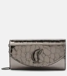 Loubi54 metallic leather wallet on chain Loubi54 metallic leather wallet on chain