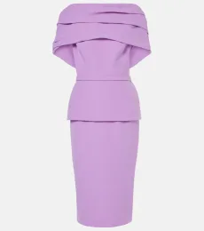 Loura draped peplum crêpe midi dress Loura draped peplum crêpe midi dress