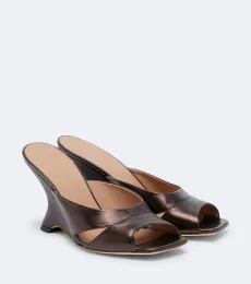 Lourdes metallic leather wedge mules Lourdes metallic leather wedge mules