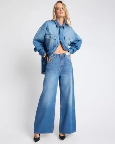 Love Machines Mid Waist Super Wide Leg Denim Jeans Denim Jeans - Love Machines Pacifica Blue Size 27 One Teaspoon Love Machines Mid Waist Super Wide Leg Denim Jeans Denim Jeans - Love Machines Pacifica Blue Size 27 One Teaspoon