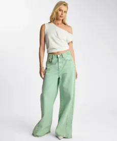 Love Machines Mid Waist Super Wide Leg Denim Jeans Denim Jeans - Love Machines Seaglass Green Size 24 One Teaspoon Love Machines Mid Waist Super Wide Leg Denim Jeans Denim Jeans - Love Machines Seaglass Green Size 24 One Teaspoon