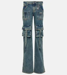 Low-rise denim cargo pants Low-rise denim cargo pants