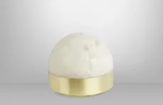 Lucid 300 Table Lamp satin brass with honed alabaster UK plug