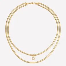 Lucile Gold Round Snake Chain - 18k Gold Plated White