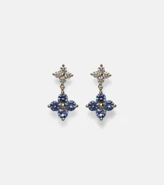 Luckiest Clover 10kt gold earrings with sapphire and diamond Luckiest Clover 10kt gold earrings with sapphire and diamond