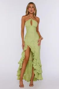 Lunar Crush Halter Maxi Dress Green Lunar Crush Halter Maxi Dress Green