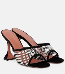 Lupita 95 suede-trimmed mesh mules Lupita 95 suede-trimmed mesh mules