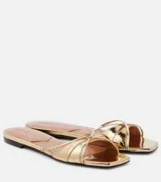Lust metallic leather slides Lust metallic leather slides