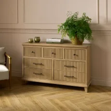 Lydia 7 Drawer Wide Chest, Washed Oak Lydia 7 Drawer Wide Chest, Washed Oak