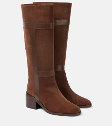 Lyube 65 shearling-lined suede knee-high boots