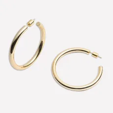 Madison Tube Hoops - Rhodium Plated Brass Large Madison Tube Hoops - Rhodium Plated Brass Large