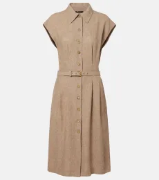 Maise belted linen crêpe shirt dress Maise belted linen crêpe shirt dress