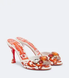 Majolica embellished brocade mules Majolica embellished brocade mules
