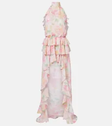Malena floral ruffled asymmetric maxi dress Malena floral ruffled asymmetric maxi dress