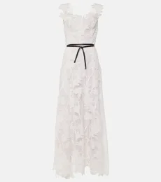 Marbled Carnation Guipure lace bustier gown