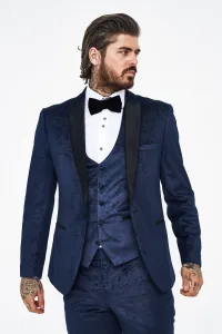 Marc Darcy Simon Velvet Navy Tux Jacquard Blazer Marc Darcy Simon Velvet Navy Tux Jacquard Blazer