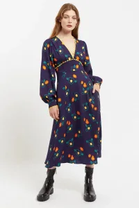 Marize Clarice Floral Print V Neck Long Sleeve Midi Dress - Navy Marize Clarice Floral Print V Neck Long Sleeve Midi Dress - Navy