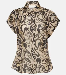 Matchmaker printed linen and silk blouse Matchmaker printed linen and silk blouse