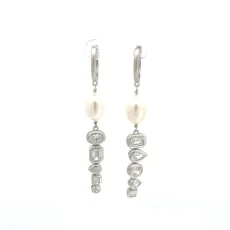 Matt Dangling Pearl Silver Earrings