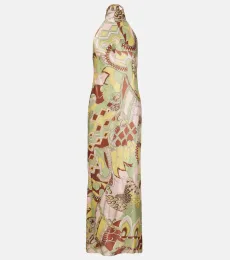Maura printed halterneck satin midi dress Maura printed halterneck satin midi dress