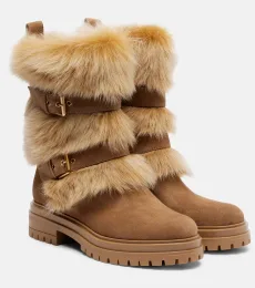 Maverick suede and shearling biker boots Maverick suede and shearling biker boots