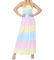 Maxi Dresses Women UK Elegant Rainbow Print Boobtube Strapless Bandeau Long Maxi dress Plus Size Evening Dresses Bandeau Beach Dress Ladies Ruched dress 8-10