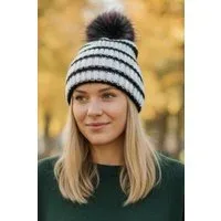 Maxwell Black White Striped Beanie Maxwell Black White Striped Beanie