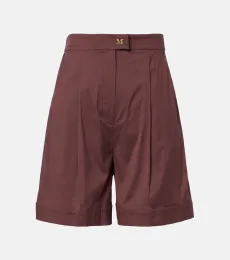 Medeola pleated cotton-blend shorts Medeola pleated cotton-blend shorts